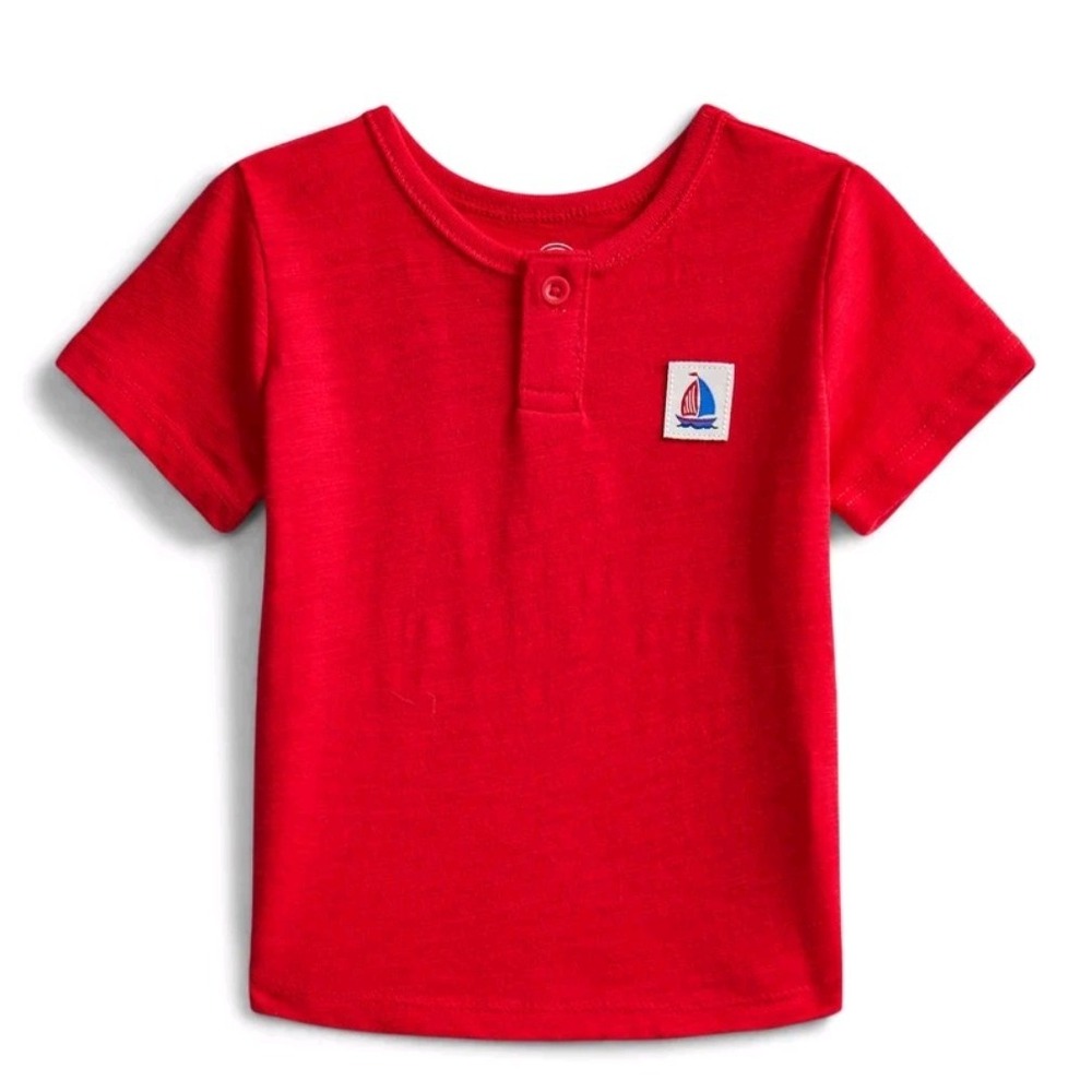 Wonder Nation Baby Boys Henley T-shirt size 3-6 months red shirt NEW with tags